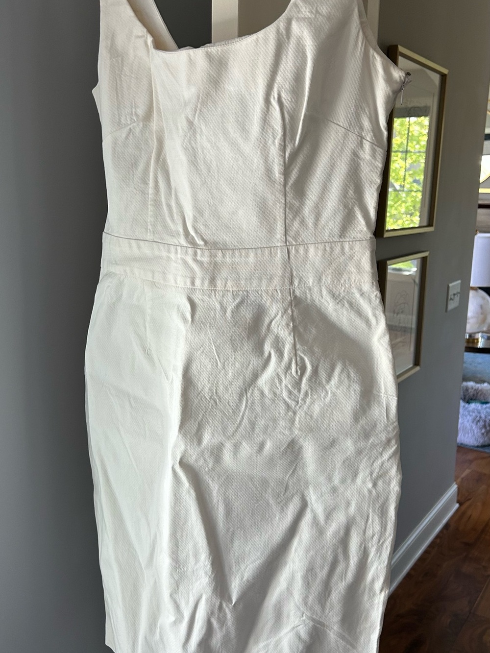 D&G White Textured Midi Sheath Dress